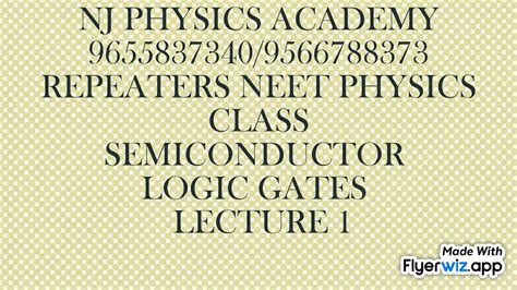 REPEATERS NEET PHYSICS CLASS SEMICONDUCTOR (Logic gates) - YouTube