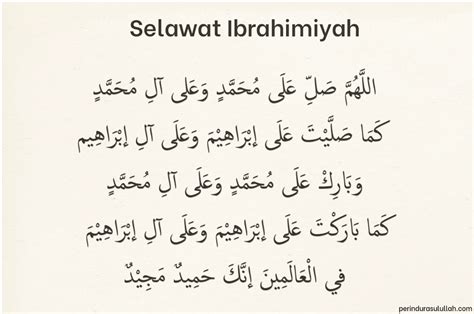 Selawat Ibrahimiyah Bacaan Dalam Tahiyat Akhir Solat