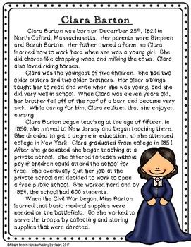 Clara Barton Biography and Timeline Activity by Homeschooling by Heart