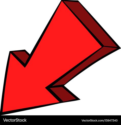 Red left down arrow icon icon cartoon Royalty Free Vector