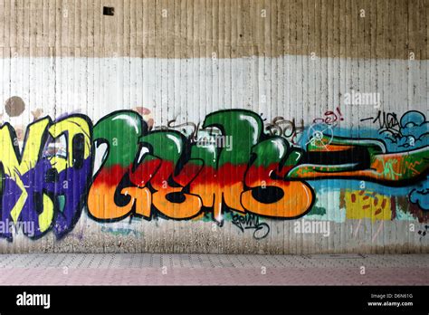 Graffiti under the bridge Stock Photo - Alamy