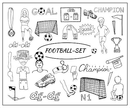 Football Doodle Set Stock Illustration - Download Image Now - Art ...