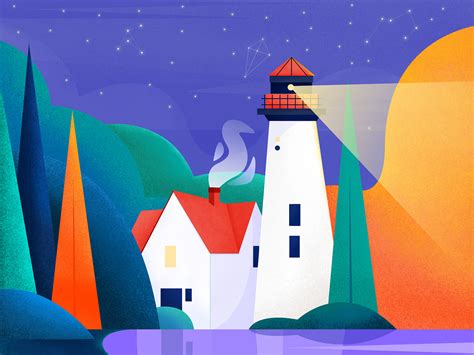 Evening Landscape (the lighthouse) by NESTI on Dribbble