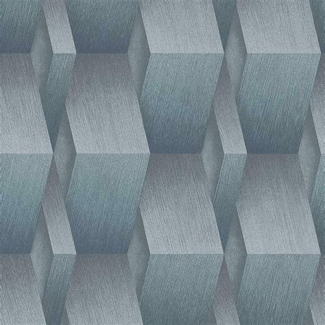 Erismann 3D Effect Geometric Textured Wallpaper Paste The Wall Blue 10046-08