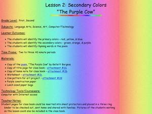 The Purple Cow Lesson Plan for Kindergarten - 2nd Grade | Lesson Planet