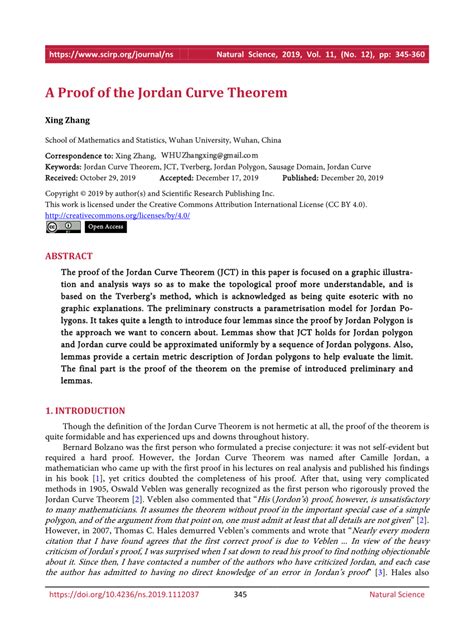 (PDF) A Proof of the Jordan Curve Theorem