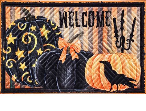 Hatch Embossed Welcome Halloween Pumpkins Doormat