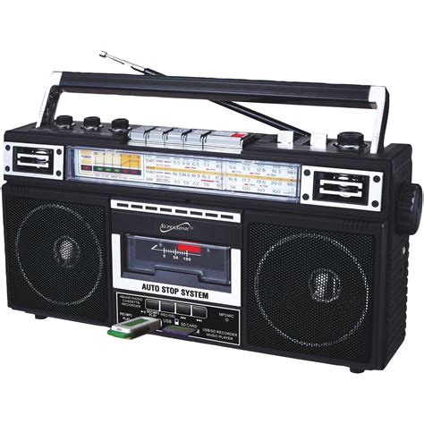 Supersonic SC-3201BT-BK Retro 4-Band Radio and Cassette Player with Bluetooth (Black) - Walmart.com