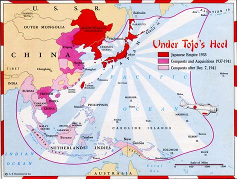 Map of the Japanese Empire, showing changes from 1933 to 1944. From ...