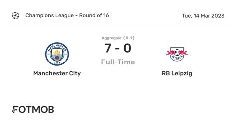 Manchester City vs RB Leipzig - live score, predicted lineups and H2H stats.