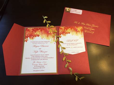 Fall Wedding Pocketfold Invitation Suite - Autumn Leaves Invitation Kit ...