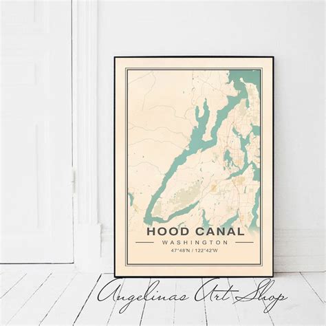 Hood Canal Map, Hood Canal Washington Map, Vintage Hood Canal Map ...