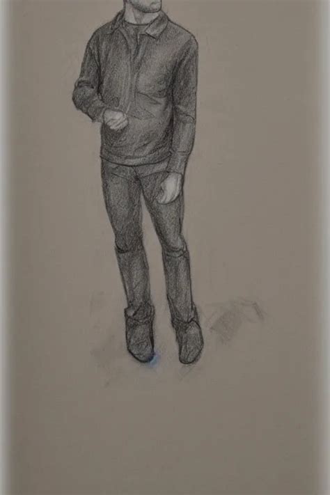 notebook full body pencil drawing of a clothed man, | Stable Diffusion