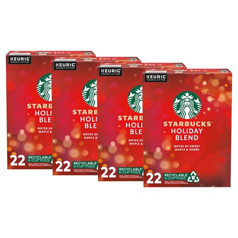 (4 pack) Starbucks Holiday Blend, Medium Roast K-Cup Coffee Pods, 100% ...