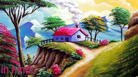 Nature Beautiful Landscape Acrylic Painting Easy Simple Scenery Drawing