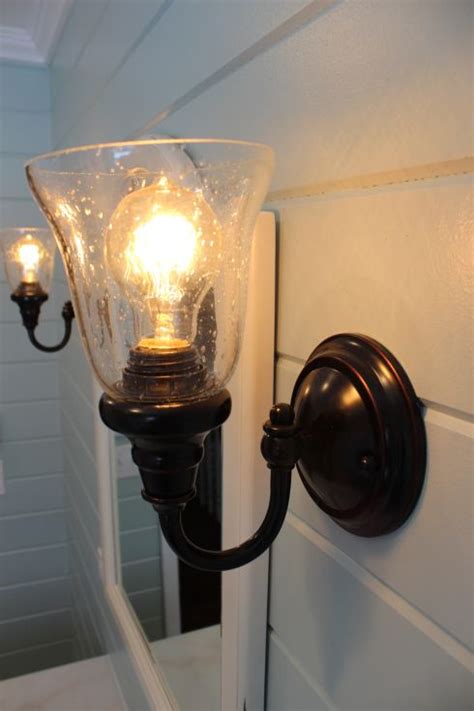 Operation New Bathroom Part III- Almost Complete! | Bathroom sconces, Vintage light bulbs, Sconces