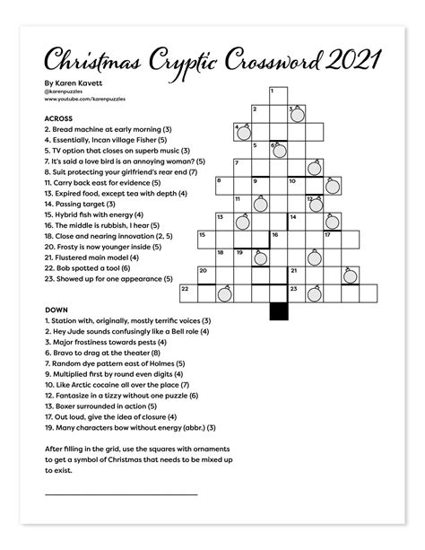 Christmas Cryptic Crossword 2021 - Karen Kavett