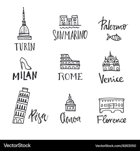 Italian symbols Royalty Free Vector Image - VectorStock