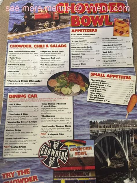 Menu at Chowder Bowl restaurant, Depoe Bay