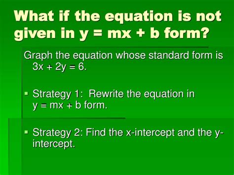 PPT - The slope-intercept form of a line: y = mx + b PowerPoint Presentation - ID:396497