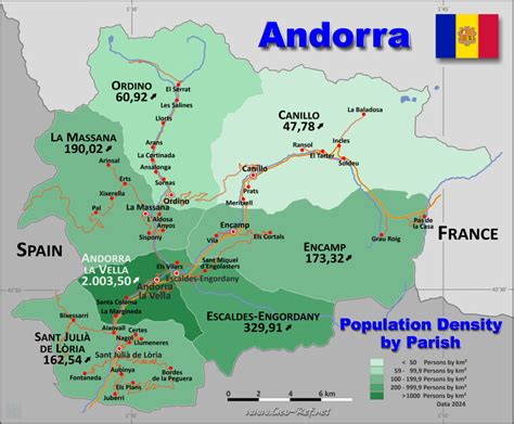 Andorra Country data, links and map by administrative structure