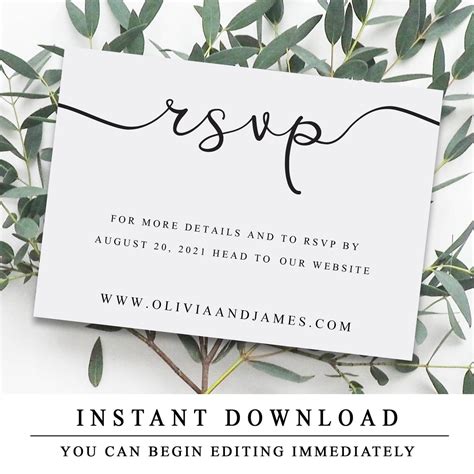 RSVP Website Template Instant Download Wedding Website RSVP | Etsy