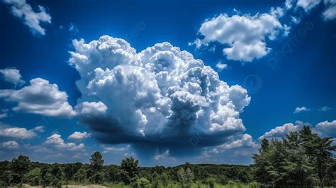 The Image Shows A Big Cloud In The Sky Background, A Cloud Like A Monster In A Sunny Blue Sky ...