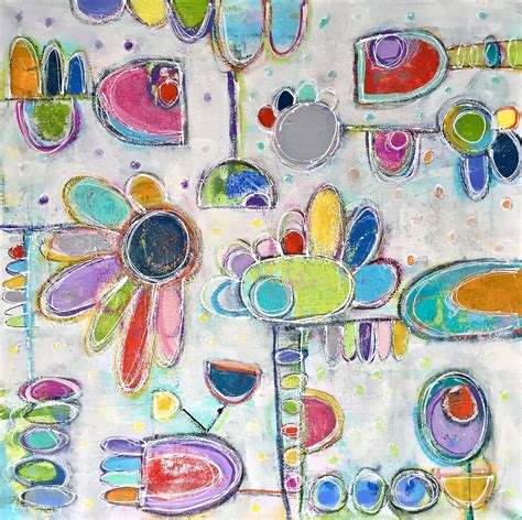 Funky Flowers #16 in 2020 | Bright paintings, Whimsical art, Contemporary abstract art