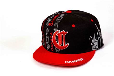 Canada Black/Red Flat Cap w/ multi text & Canada Landscape – Flag Matrix