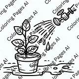 Plant Being Watered By Sprinkler Coloring Page  Coloring Pages AI sketch template
