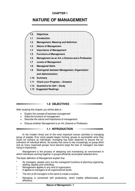 Nature of Management - Discuss whether Management is an Art, Science or Profession. 1 ...