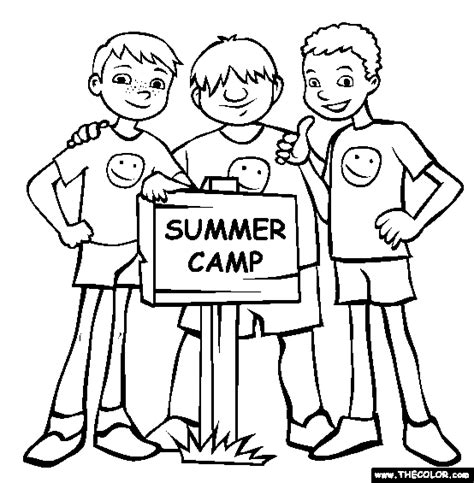 Summer Camp Coloring Page | Free Summer Camp Online Coloring | Summer ...