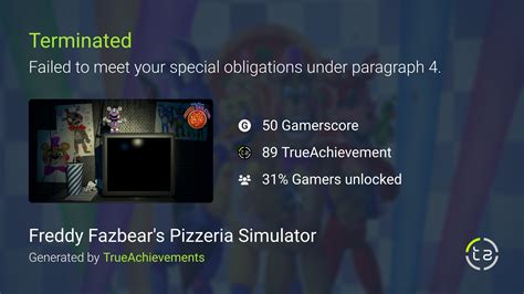 Terminated achievement in Freddy Fazbear's Pizzeria Simulator