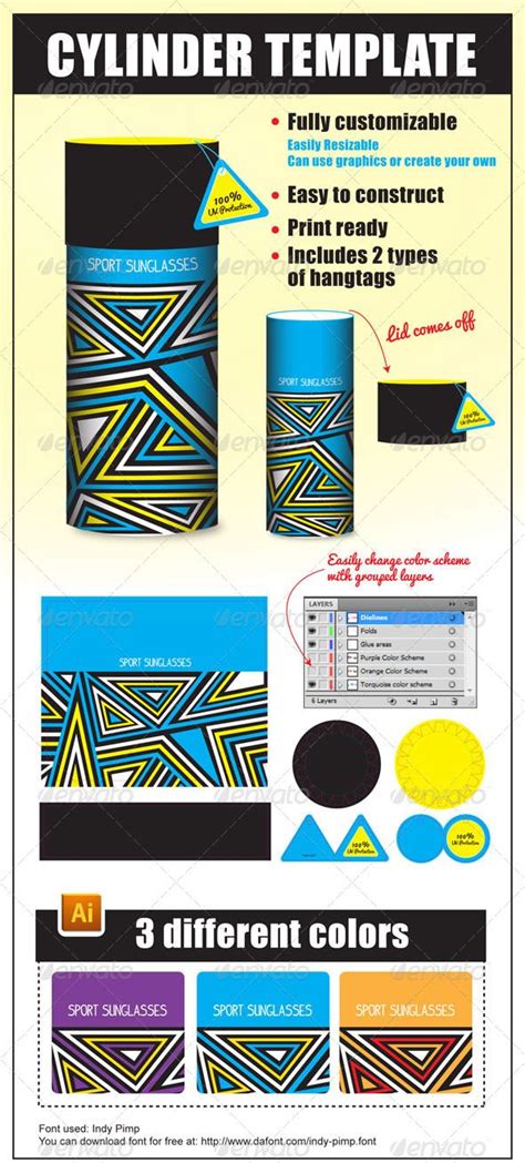 Cylinder Package Template | Packaging template design, Packaging ...