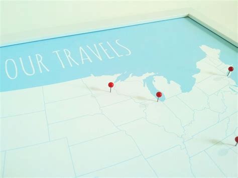 US Map With Pins United States Push Pin Map for Couples Wall - Etsy