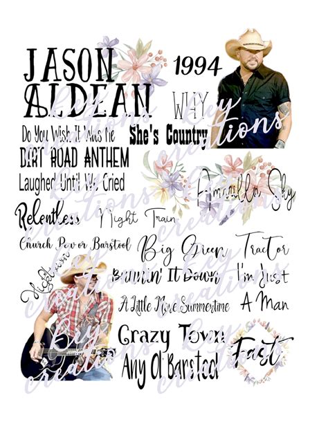 Jason Aldean Songs JPEG | Etsy