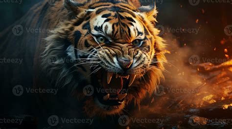 AI generated tiger roaring photo wallpaper 34966109 Stock Photo at Vecteezy