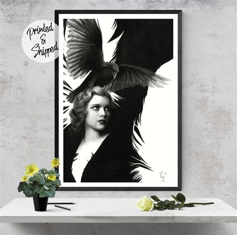 Raven Print Black and White Pencil Drawing Raven Art Print - Etsy