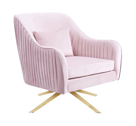 Paloma Pink Velvet Swivel Accent Chair at Futonland