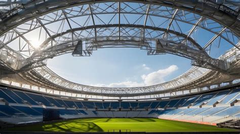 Premium AI Image | a new sports stadium under construction with a focus ...