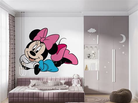 Minnie Mouse Wall Decal Cartoon Wall Decor for Kids Nursery Personalized Name Wall Decal Minnie ...