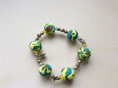 Polymer Clay Bead Bracelet Beaded Bracelets Bracelets - Etsy UK