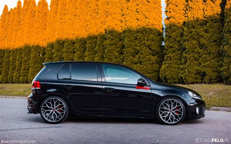 Volkswagen Golf GTI VI Black with Vossen HF-2 Aftermarket Wheels Wheel ...