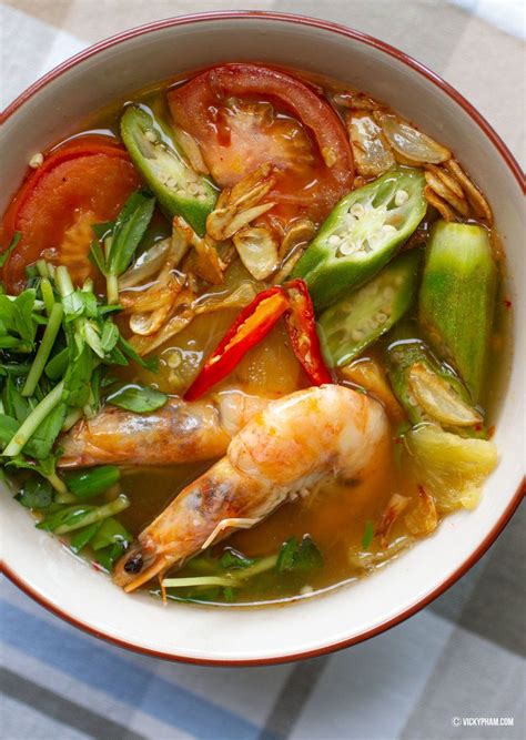 Vietnamese Sweet & Sour Shrimp Soup with Taro Stems (Canh Chua Tom Nau Bac Ha) — Vietnamese Home ...