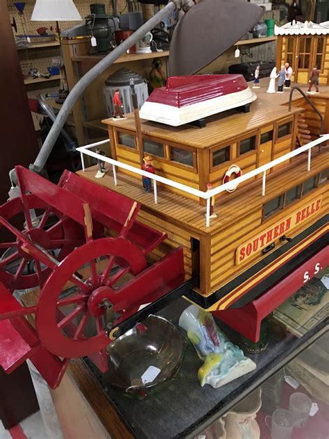 Steam paddle boat model in PA. Surely is custom build? It has antenna and seems to have working ...