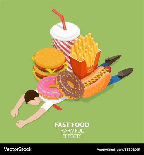 Fast food harmful effects junk food danger Vector Image