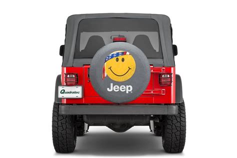 Mopar Jeep Logo Tire Covers in Black Denim with Smiley Face with Smiley Face for 32" Diameter ...