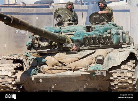 Tanks of the Syrian Army in Jobar, Damascus Stock Photo - Alamy