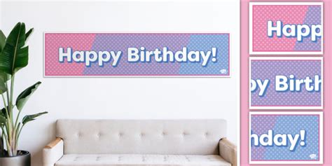 Happy Birthday Banner Pink and Blue | Twinkl Party