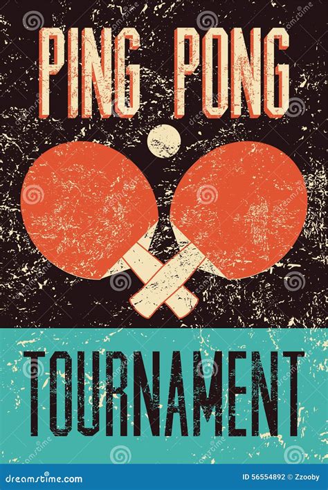 Ping Pong Typographical Vintage Grunge Style Poster. Retro Vector Illustration. Stock Vector ...